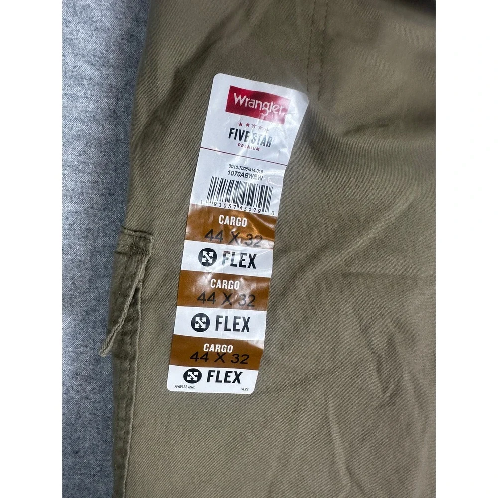 Wrangler Pants Mens 44x32 Five Star Relaxed‎ Fit Cargo Work Tan Khaki